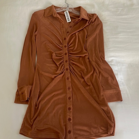 Dusted Rose Orange Mini Dress - Picture 2 of 3